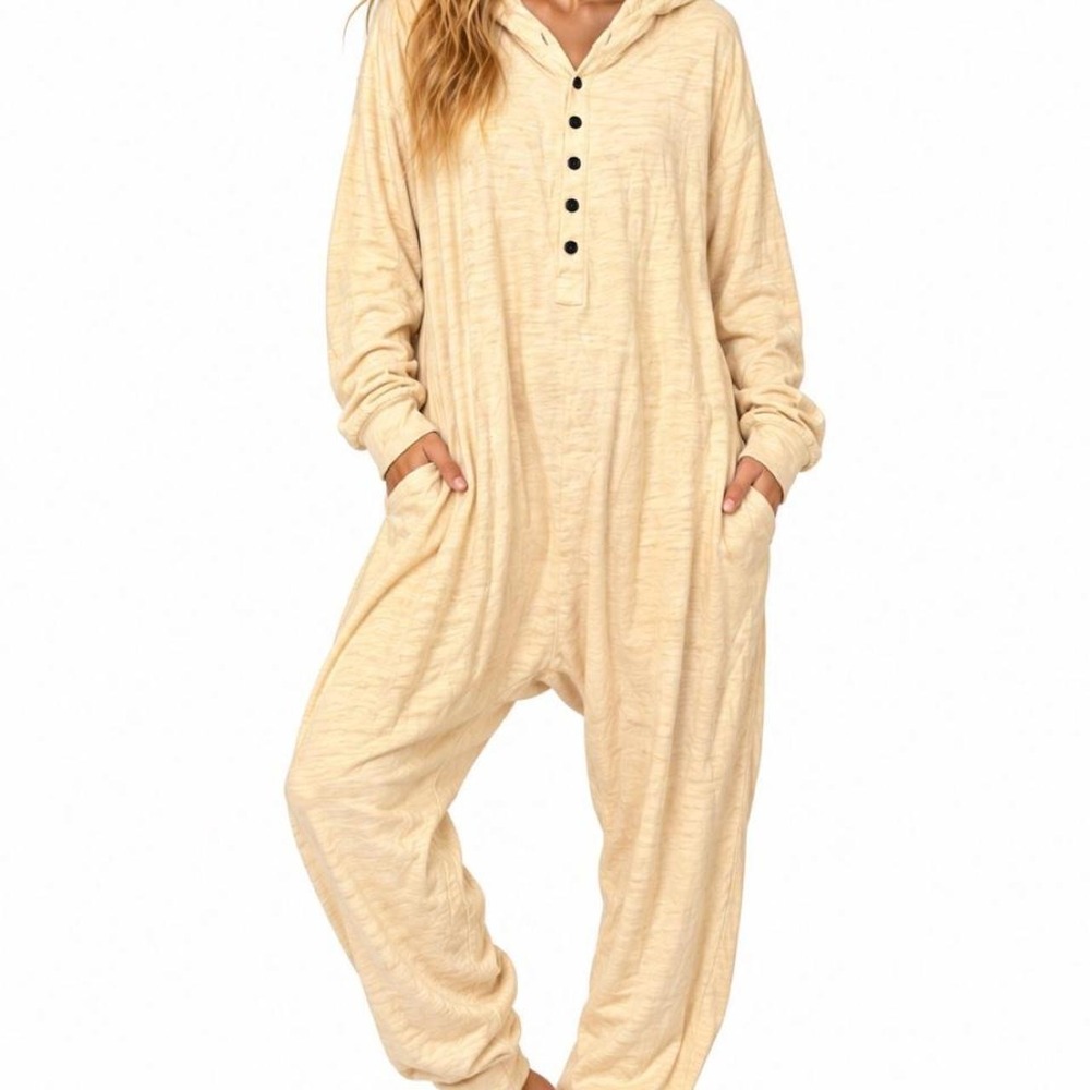 OSHOPLIVE Women's Fall Winter Casual Long Sleeve Hooded Jumpsuit